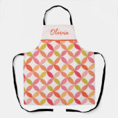 Midden eeuw roze rood sinaasappel cirkels Custom Schort (Voorkant)