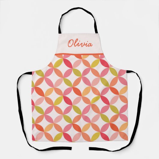 Midden eeuw roze rood sinaasappel cirkels Custom Schort (Voorkant)