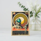 Midden-Eeuw Ruimtetijd Astronaut Landing Art Briefkaart (Staand voorkant)