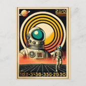 Midden-Eeuw Ruimtetijd Astronaut Landing Art Briefkaart (Voorkant)