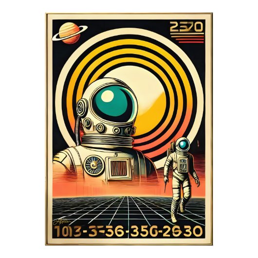 Midden-Eeuw Ruimtetijd Astronaut Landing Art Foto Afdruk (Voorkant)