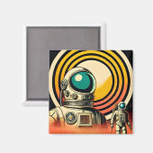 Midden-Eeuw Ruimtetijd Astronaut Landing Art Magneet (Voorkant / Achterkant)