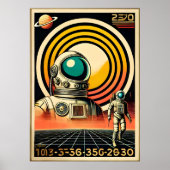 Midden-Eeuw Ruimtetijd Astronaut Landing Art Poster (Voorkant)