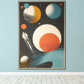Midden eeuw Space Age Art Galaxy Waves Canvas Afdruk (Insitu (Houten vloer))