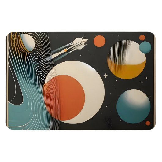 Midden eeuw Space Age Art Galaxy Waves Magneet (Horizontaal)