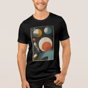 Midden eeuw Space Age Art Galaxy Waves Tri-Blend Shirt