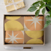 Midden-Eeuw Starbursts op Oranje Gele Cirkels Tissuepapier (Geschenk)