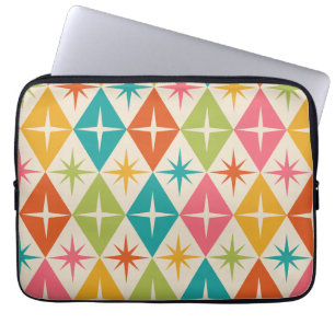 Midden eeuw steruitbarstingen op kleurrijke retro  laptop sleeve