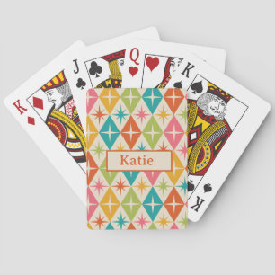 Midden eeuw steruitbarstingen op Retro Diamanten N Pokerkaarten