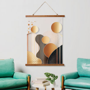 Midden eeuw Terracotta Bruin en Beige Hangend Wandkleed