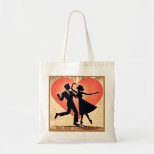 Midden eeuw Valentijn dansend paar met Martini Tote Bag