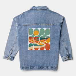 Midden Eeuw Woestijn Landschap Moderne Kunst Denim Jacket