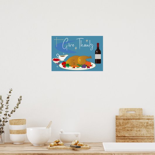 Midden-eeuwen bieden Bedankt Retro Happy Thanksgiv Poster (Keuken)