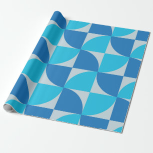 Midden eeuws abstract blauw en turquoise patroon cadeaupapier
