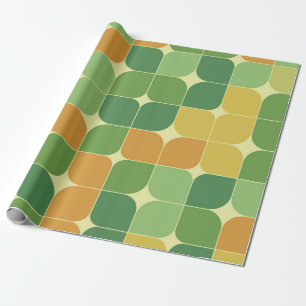 Midden eeuws abstract geometrisch groen oranje cadeaupapier