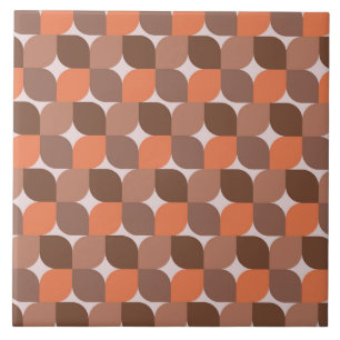 Midden eeuws abstract oranje bruin patroon tegeltje