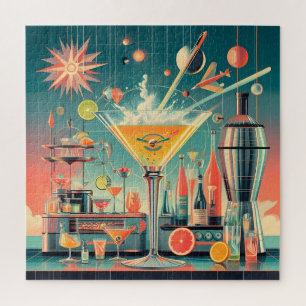 Midden eeuws atomaire futuristische citrus martini legpuzzel