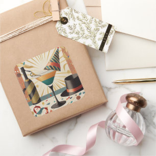 Midden-eeuws cocktailuur - New Years Eve Vierkante Sticker