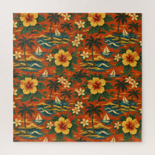 Midden eeuws fel Hawaiaans shirtprint Legpuzzel