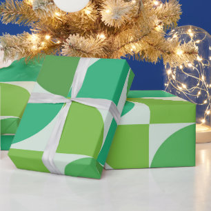 Midden eeuws geometrisch limoen en mintgroen cadeaupapier