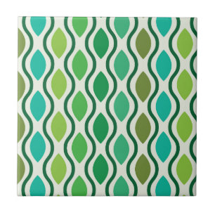 Midden eeuws groen turquoise retro Ogee patroon Tegeltje