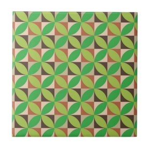 Midden eeuws groene geometrische cirkels op vierka tegeltje