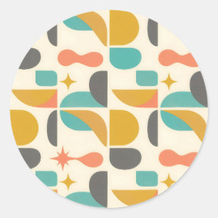 Midden eeuws modern abstract patroon ronde sticker