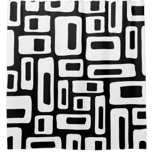 Midden-eeuws modern Abstract zwart-wit patroon Douchegordijn (Voorkant)