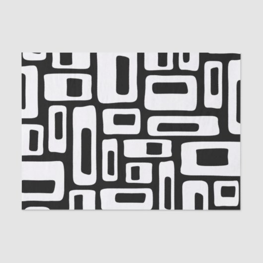 Midden-eeuws modern Abstract zwart-wit patroon Tissuepapier (Voorkant)