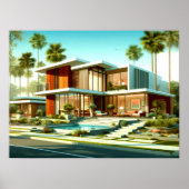 Midden-eeuws modern architectonisch buitenhuis poster (Voorkant)