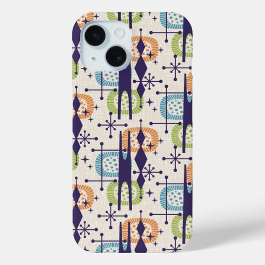 Midden-eeuws modern atoomtijdperk Abstract patroon Case-Mate iPhone Case (Achterkant)