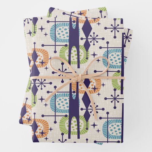 Midden-eeuws modern atoomtijdperk Abstract patroon Inpakpapier Vel (In situ)