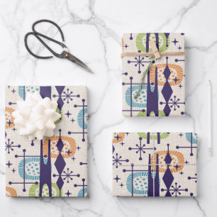 Midden-eeuws modern atoomtijdperk Abstract patroon Inpakpapier Vel