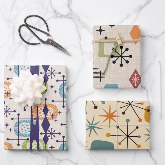 Midden-eeuws modern atoomtijdperk Abstract patroon Inpakpapier Vel (Voorkant)