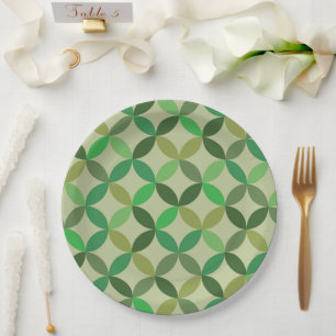 Midden eeuws modern geometrisch groen cirkels patr papieren bordje