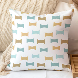 Midden eeuws modern geometrisch patroon aqua, goud kussen