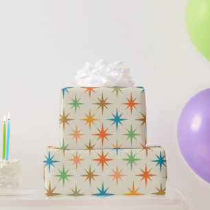 Midden eeuws modern kleurig atomaire sterrenstelse cadeaupapier