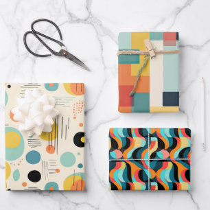 Midden-eeuws modern kleurrijk Abstract patroon Inpakpapier Vel