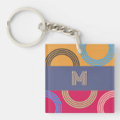Midden-eeuws modern monogram veelkleurig Abstract Sleutelhanger (Voorkant)