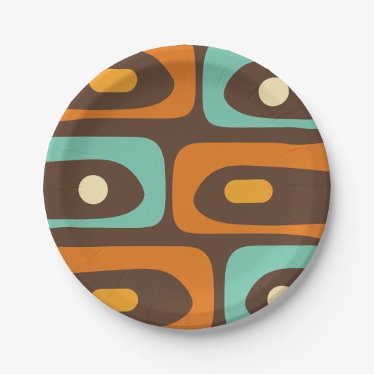 Midden-eeuws modern Piquet Pattern Bruin Sinaasapp Papieren Bordje (Voorkant)