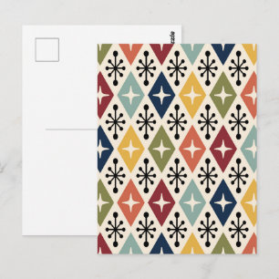 Midden eeuws modern retro stervormig patroon briefkaart