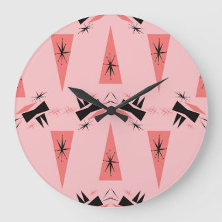 Midden-eeuws modern: roze koraalpatroon. grote klok