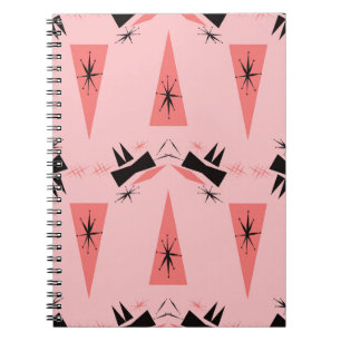 Midden-eeuws modern: roze koraalpatroon. notitieboek