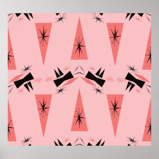 Midden-eeuws modern: roze koraalpatroon. poster