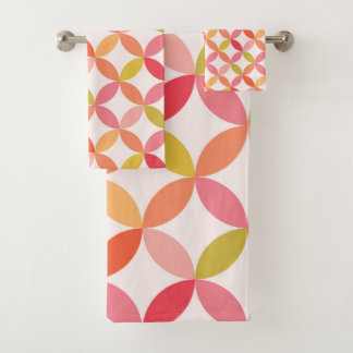 Midden eeuws modern roze rood oranje Cirkels Bad Handdoek