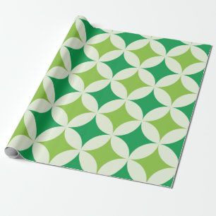 Midden eeuws modern wit groene stervormige patrone cadeaupapier