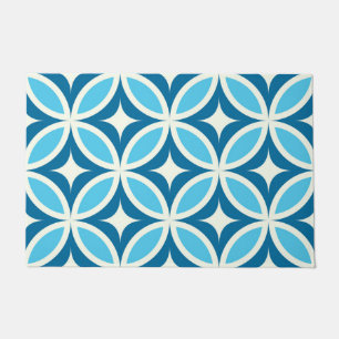 Midden eeuws moderne geometrisch blauw patroon deurmat