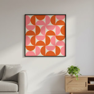 Midden eeuws moderne geometrische patroon roze ora poster