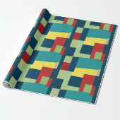Midden eeuws moderne kleurrijk geometrisch patroon cadeaupapier (Uitgerold)