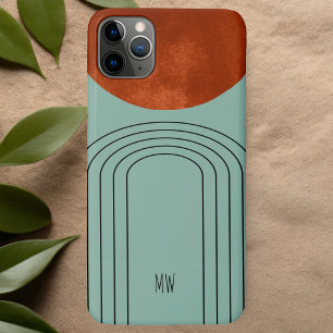 Midden eeuws moderne terracotta boog teal lijn kun iPhone 11 pro max hoesje